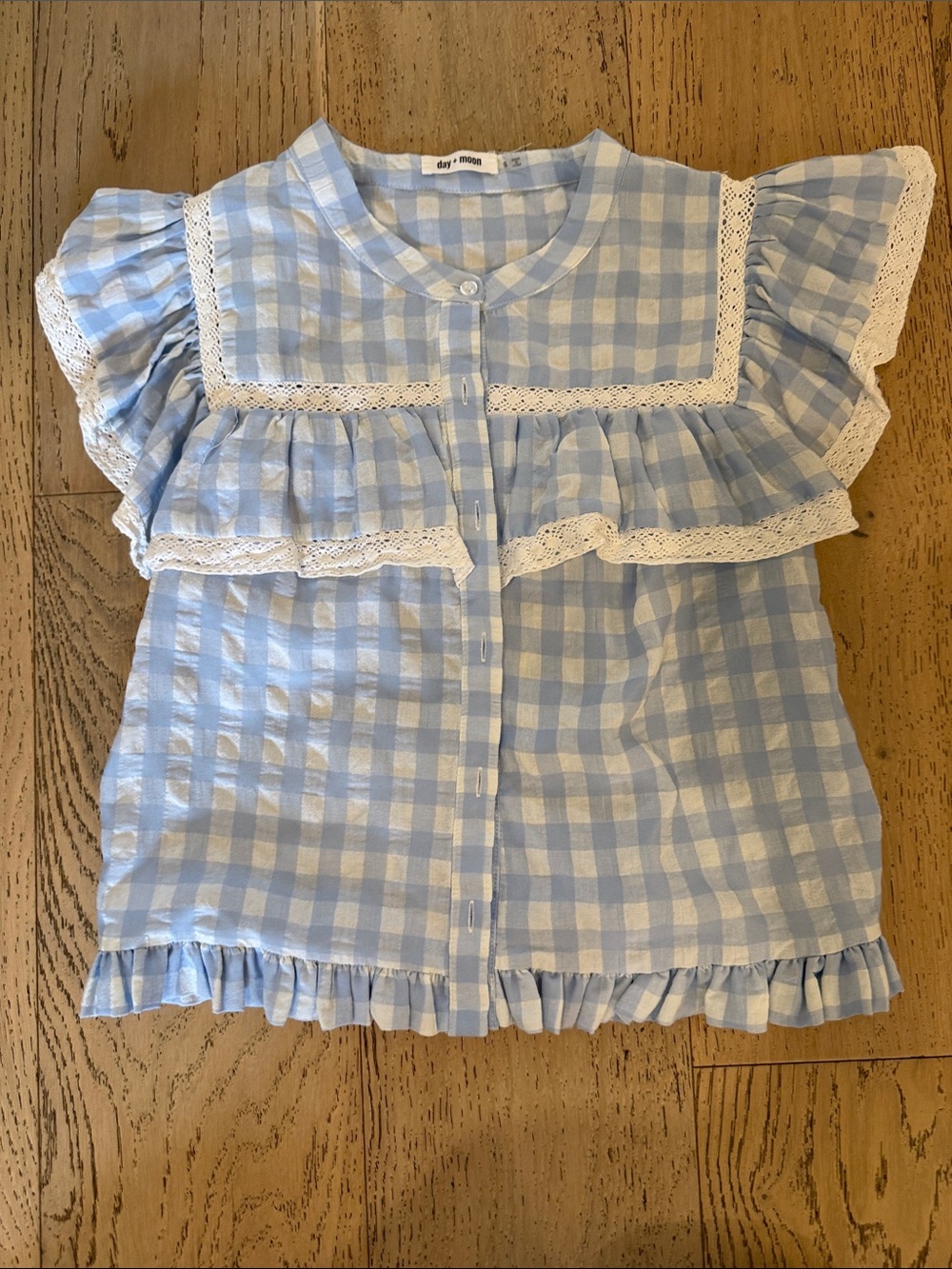 Day + Moon Light Blue Gingham Ruffle Set - Picture 3 of 4